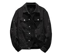 Veste en jean noire surdimensionnée pour homme - Veste de transition légère avec boutonnière - Veste en jean classique - Y2K Streetwear Vintage - Veste de loisirs ample - Multipoches - Vêtement
