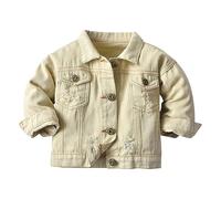 Veste en jean pour bébé fille - Veste en jean - Manteau haut - Vêtement de loisirs - Sweat à capuche, beige, 6-7 ans