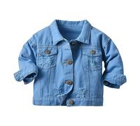 Veste en jean pour bébé fille - Veste en jean - Manteau haut - Vêtement de loisirs - Sweat à capuche, bleu, 3-4 ans