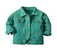 Veste en jean pour bébé fille - Veste en jean - Manteau haut - Vêtement de loisirs - Sweat à capuche, vert, 4-5 ans