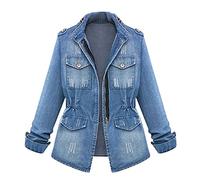 Veste en Jean pour Femme Slim Fit Vintage à Manches Longues en Jean Veste en Jean Manteau