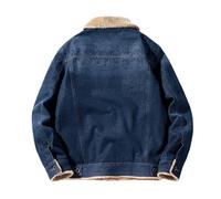 Veste en jean pour homme en polyester, fermeture sur le devant, col classique, coupe droite, design uni, pour un usage quotidien, automne et hiver, couche extérieure