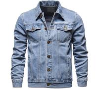 Veste en Jean Vestes en Jean Classiques pour Hommes Vêtements D’extérieur Décontractés Vestes pour Hommesvestes pour Hommes avec Poche Boutonnée vers Le Bas Vestes en J, B-Blue, 4XL