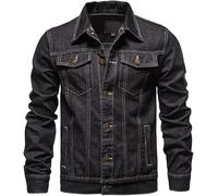 Veste en Jean Vestes en Jean Classiques pour Hommes Vêtements D’extérieur Décontractés Vestes pour Hommesvestes pour Hommes avec Poche Boutonnée vers Le Bas Vestes en J, A-Black, 5XL