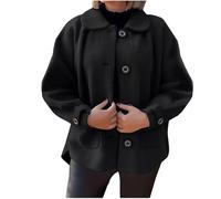 Veste en Laine Femme Chaude Manteau Court a Simple Boutonnage pour Femme, Veste Trench-Coat d'hiver Courte en Laine Mélangée a Revers Caban Laine Court Coupe-Vent Cadeau Maman