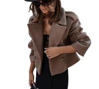 Veste en laine pour femme avec col de costume pour l'automne et l'hiver Style décontracté (M Café)