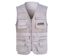 Veste en Maille Legere - Blousons Homme Respirant Blouson sans Manche pour Travailler Gilet Reporter Multipoches sans Manches Homme Plein Air Gilet De Travail en Coton