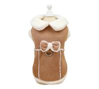 Veste en Peluche Douce Et Chaude pour Chien, Gilet avec Nœud en D, pour Carlin Shiba Inus, Chihuahuas, Yorkshire Terriers,Kaki,XS