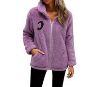 Veste en peluche Fuzyy pour femme - Veste polaire pelucheuse pour l'automne et l'hiver - Manches longues - Fermeture éclair intégrale - Doux et chaud - Vêtements d'extérieur pour l'hiver, violet, XL
