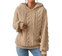 Veste en peluche pour femme avec capuche, veste polaire à manches longues, manteau d'hiver chaud, veste à capuche avec cordon de serrage, veste de transition, sweat-shirt épais, élégant, veste