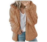 Veste en peluche pour femme - Sans capuche - Veste en peluche moelleuse - Veste polaire - Veste d'hiver chaude - Veste de transition - Doudou doublé en polaire - Fermeture éclair - Manteau d'hiver