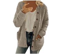 Veste en polaire pour femme - Veste demi-saison - Avec col rond - Veste polaire boutonnée - Coupe ample - Veste polaire surdimensionnée, gris, 3XL