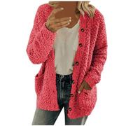 Veste en polaire pour femme - Veste demi-saison - Avec col rond - Veste polaire boutonnée - Coupe ample - Veste polaire surdimensionnée, Rose, S
