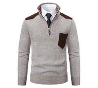Veste en Tricot à col Haut zippé pour Homme, épaisse pour l'automne et l'hiver, pouvant être Assortie à Une Chemise, idéale pour Le Travail ou Le Week-End.,Blanc Cassé,XXXL