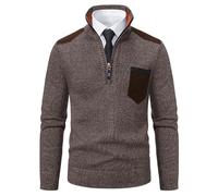 Veste en Tricot à col Haut zippé pour Homme, épaisse pour l'automne et l'hiver, pouvant être Assortie à Une Chemise, idéale pour Le Travail ou Le Week-End.,Couleur De Café,XXXL