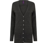 Veste en tricot col V pour femmes Henbury RW662 (Medium) (Gris)