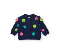 Veste en tricot pour fille avec appliques étoiles et cercles bleu marine 4A