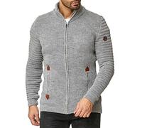 Veste en Tricot pour Homme Cardigan à col Haut Pull Basic Luxury Gris M