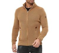 Veste en Tricot pour Homme Cardigan à col Haut Pull Basic Luxury Marron M