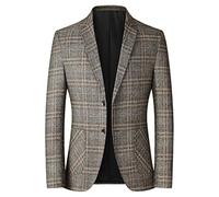 Veste en tweed à chevrons pour homme - Blazer en laine pour homme - Coupe droite - Blazer élégant à deux boutons - Blazer de mariage élégant à carreaux - Blazer décontracté à revers cranté - Vestes de