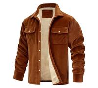 Veste en velours côtelé à col rabattable, chaud et épais à manches longues pour manteaux décontractés de week-end pour homme, marron, 5XL