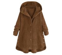 Veste En Velours Côtelé Femmes Manteau Hiver Décontractée Couleur Unie Veste Boutonné à Capuche Veste à Manches Longues Avec Poches Blouson Oversized Veste Ample Chaud Et Confortable Blouson