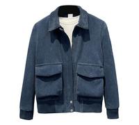 Veste en velours côtelé pour homme en polyester, fermeture sur le devant, col montant, coupe régulière, poches à rabat, motif à carreaux, pour un usage quotidien, couche extérieure, superposition