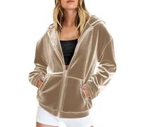 Veste en Velours Doré Femme Vestes Manches Longues Hauts à Capuche avec Fermeture éclair pour Femmes Sweat avec Poches Zippée Grande Taille Sweat-Shirts Doux Confortable Ample Mode