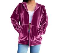 Veste en Velours Doré Femme Vestes Manches Longues Hauts à Capuche avec Fermeture éclair pour Femmes Sweat avec Poches Zippée Grande Taille Sweat-Shirts Doux Confortable Ample Mode