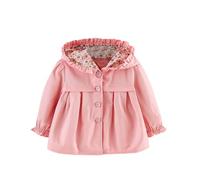 veste enfant fille long mi saison manteau bebe fille 3 mois a 3 ans chic a la mode automne blouson coupe vent fille capuche fleur leger avec bouton vetement bebe fille printemps (2-3 ans)