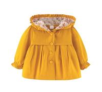 veste enfant fille long mi saison manteau bebe fille 3 mois a 3 ans chic a la mode automne blouson coupe vent fille capuche fleur leger avec bouton vetement bebe fille (Yellow, 9-12 mois)
