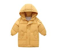 Veste Enfant Garcon 12 Ans - en Bas Âge S Petites S Hiver Solide Manteaux Coupe-Vent Survêtement Longueur Moyenne S Chaudes vers Le Bas Manteau Coton À Capuche Ouate Outwear (Yellow 6-7 Years)
