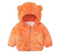 Veste Enfant Garcon 8 Ans - Toddler Girls Winter Windproof Solid Bear Ears Hooded Coat with Pocket Jacket Warm Fleece Outerwear (Orange 2-3 Years)