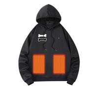 Veste et Sweat à Capuche Unisexe Homme Femme - Pull Chauffant Hiver avec 5 Chauffages Intégrés pour Extérieur - Hoodie Chauffant Portable et Confortable pour Activités en Plein Air (Black, L)