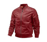Veste Ete Homme - Veste De Vol Fine À Revers pour Homme Couleur Unie avec Poches Zippées pour Loisirs Automne Et Hiver (Red XXXXXL)