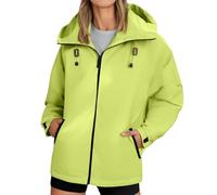 Veste extérieure grande taille femme fonctionnelle coupe-vent imperméable travail loisirs capuche quatre saisons (Green, XXL)
