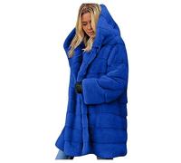 Veste Fausse Fourrure Femme avec Capuche, Manteau en Fausse Fourrure pour Femmes Mi-Longue en Fausse Chaude Veste Manteau d'hiver en Fausse Fourrure Mode Fausse Fourrure Coat Fausse Fourrure Hiver