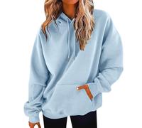 Veste Femme,Automne Hiver Oversized Femme Pullover Poches Décontractées Couleur Pure Dégradée Sweatshirt Manches Pongues Tendance Simplicité Confort Hoodie Tops,01-SkyBlue,XL