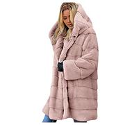 Veste Femme avec Capuche en Fausse Fourrure, Manteau Mi-Long Chaud d'Hiver Mode pour Femmes