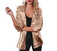 Veste Femme Blazer à Paillettes pour Femme Style Décontracté à Manches Longues Sequins Cardigan Haut Tops Brillante Manteau Fête Clubwear pour Disco Soirée à la Mode Veste de Costume