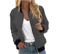 Veste Femme, Blouson à Manches Longues et Zippé Couleur Unie Sweatshirt Tendance avec Poches Automne, Sweat Femme