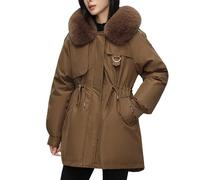Veste Femme Chic Doudoune Femme Grand Froid Women S Solid Long Down Winter Soft Thickened Warm Removable One Dress Three Ways To Wear Manteau Fourrure Doudoune Ski Coffee M