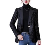 Veste Femme Chic et Elegant,Blazer Noir À Sequins pour Femme Veste Scintillante Ouverte sur Le Devant Cardigan Brillant À Boutons Haut Élégant pour Soirée Ou Festival Manteau À Paillettes Noir