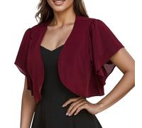 Veste Femme Chic Et Elegant - Boléro en Mousseline Cardigan en Dentelle Transparent Veste Devant Ouvert Chic et Elegant Gilet Court Léger pour Mariage Robes