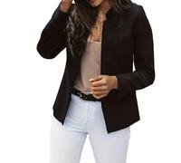 Veste Femme Chic Et Elegant Veste de costume à manches longues et col montant pour femme Poncho Impermeable Lot Trench Femme Grande Taille (Black, XXXXXL)