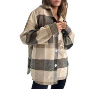Veste Femme en Flanelle à Carreaux, Chemise à Manches Longues, Haut Boutonné et Confortable, Vêtement d'Élégance Polyvalente pour Une Tenue Décontractée(Coffee, S)