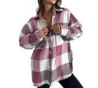 Veste Femme en Flanelle à Carreaux, Chemise à Manches Longues, Haut Boutonné et Confortable, Vêtement d'Élégance Polyvalente pour Une Tenue Décontractée(Red, M)