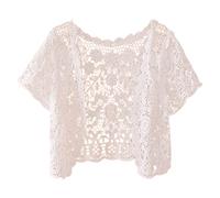 Veste Femme Ete Cardigan Court Et Fin en Maille AjouréE Et Dentelle pour IdéAl pour L'éTé Casual