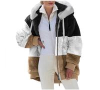 Veste Femme Hiver Blouson Chaude Teddy Gilet Tres Chaud Sherpa Manteaux Polaire Chaud Randonnée Molleton Manteau Chic Long Running d'hiver Bouclette Carreaux Sweat Doublé Polaire Femme 3XL