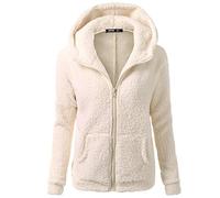 Veste Femme Hiver Polaire Grande Taille Veste Polaire Femme Hiver avec Capuche Chaud Mi Saison Manteau Mode en Laine Pas Cher Marque Veste Vente Flash du Jour Et Soldes(Beige,XL)
